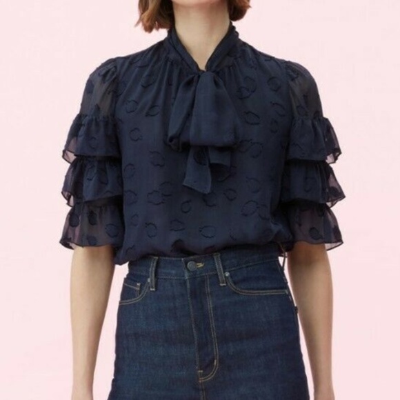 NWT REBECCA TAYLOR Tulip Clip Ruffle Blouse 10 - Picture 6 of 6